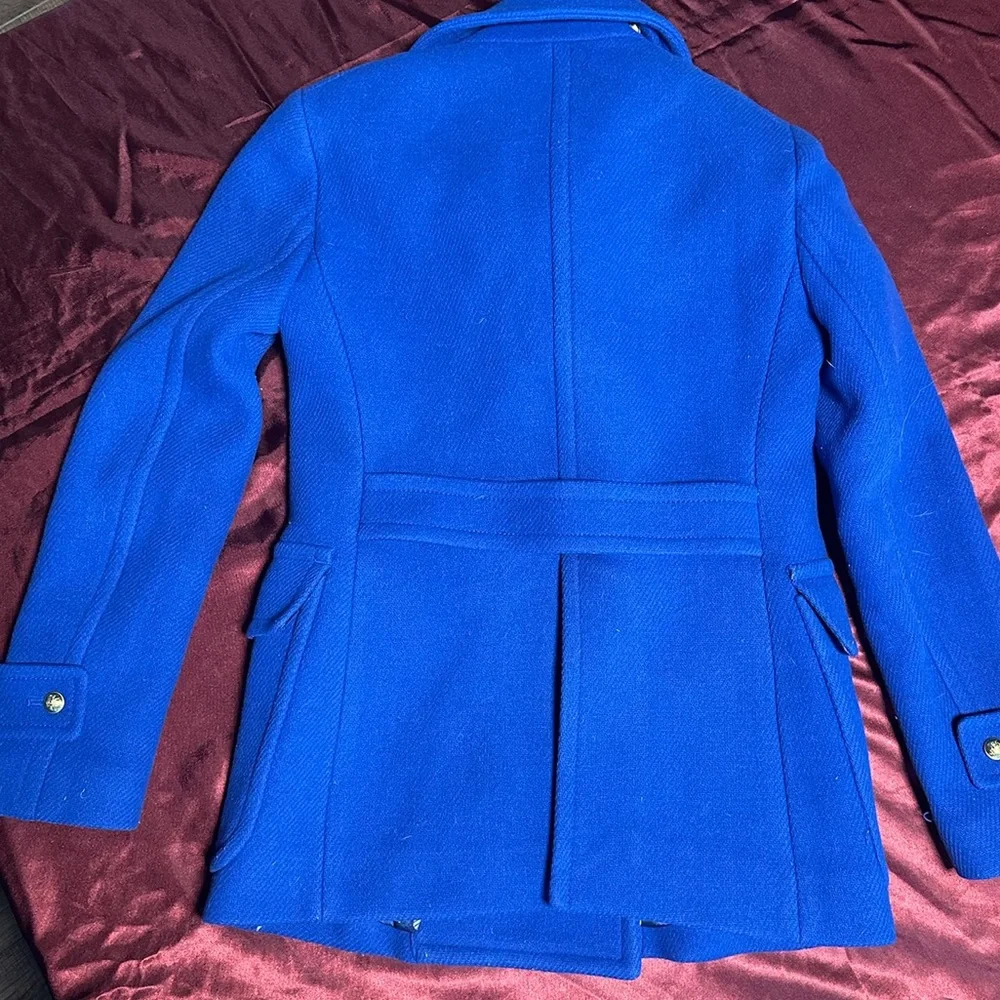 J. Crew Royal Blue Pea Coat with Gold Buttons - Picture 2 of 5